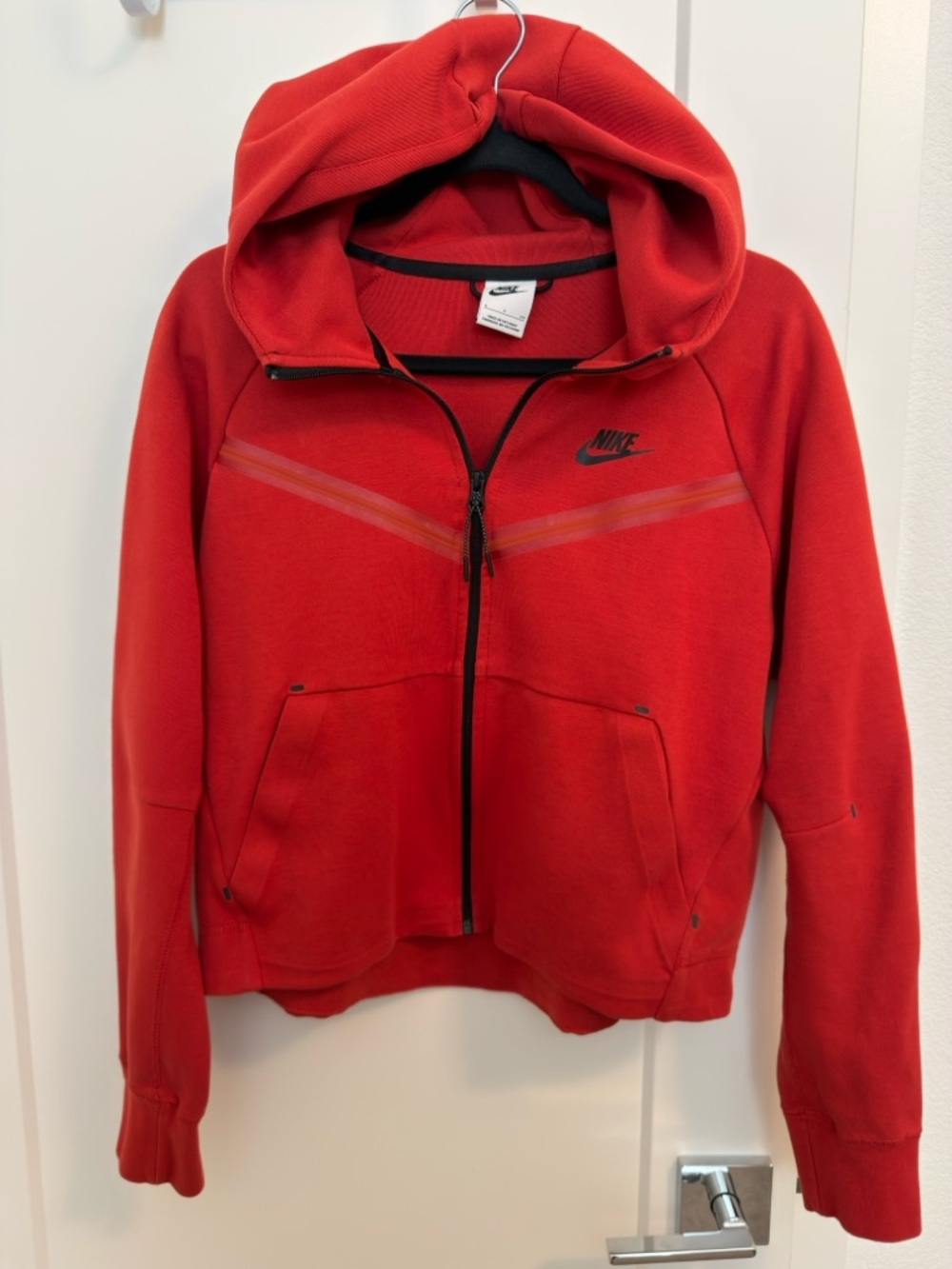 Nike Tech Jacket Windrunner Red Black Full-Zip Hoodie - women’s size Small